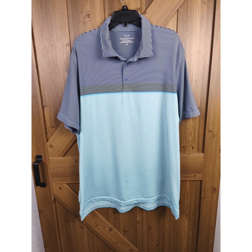 Vineyard Vines Performance Polo Shirt Mens XL Blue Striped Golf
